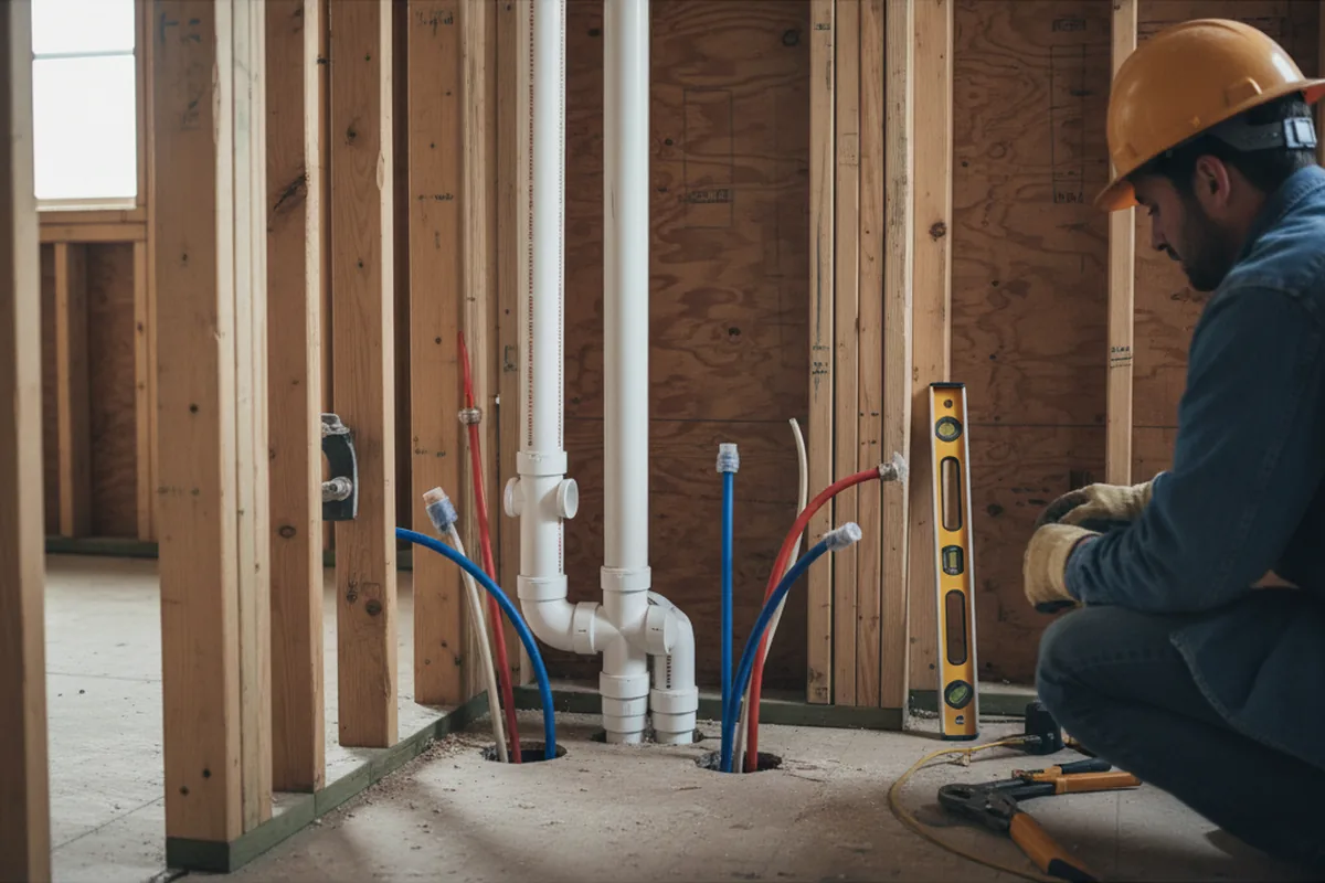 Drain and supply rough-in during Toilet Repair and Installation in Huntington Station